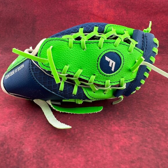 FRANKLIN MESHTEK GREEN & BLUE YOUTH BASEBALL/ T-BALL GLOVE # 22449, 9.5 iNCH, LH - Picture 6 of 10